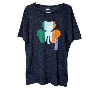 Old Navy Short Sleeve T-Shirt Shamrock Graphic Black Jack Heather Mens Small
